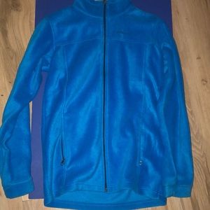 blue columbia jacket.